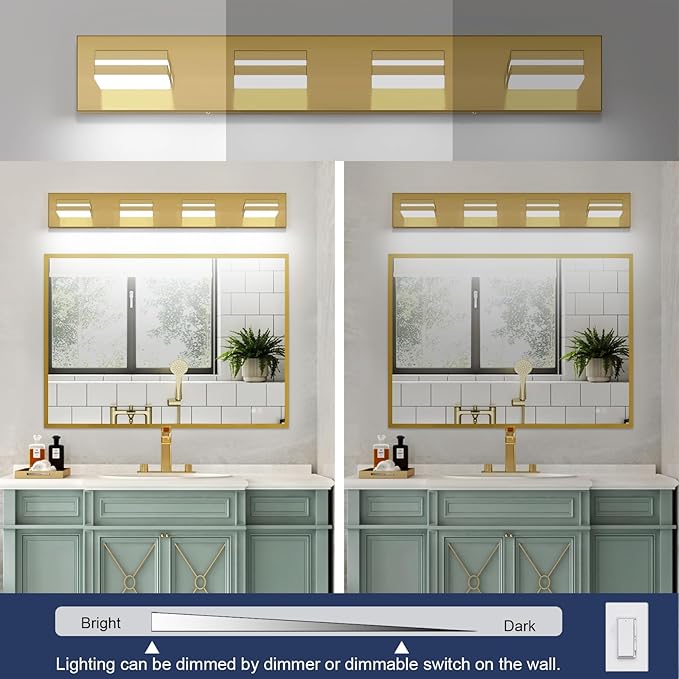 SineRise LED Modern Bathroom Vanity Light Fixtures, Brass Modern Acrylic - Image 5