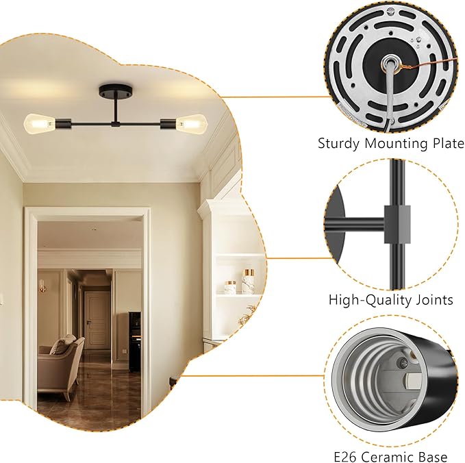 FadimiKoo 2-Light Black Bathroom Light Fixtures, Modern Wall Sconces Lighting - Image 3
