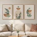 Framed Abstract Boho Wall Art for Living Room, Large Botanical Sage Green Plant by MXART