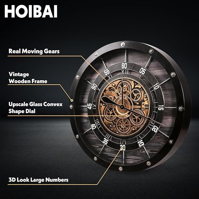 HOIBAI Large Wall Clock for Living Room Decor 30 Inch Farmhouse Vintage Rustic - Image 3