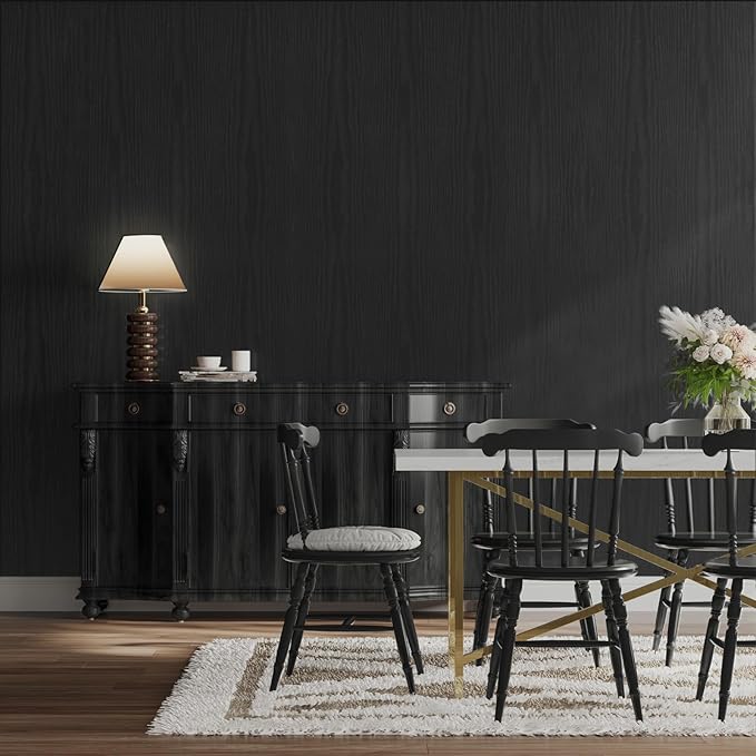 Abyssaly Black Wood Wallpaper 17.71 Inch X 196 Inch Peel Stick Countertops - Image 7