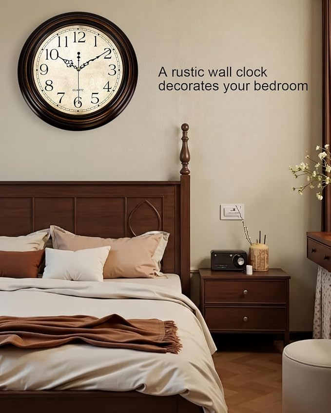 Vintage Wall Clock 13 Inch Quartz Silent Non-Ticking Analog Clock Battery - Image 7