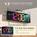 JALL 13" Large Digital Wall Mount Clock, Count Down Timer, Big LED, Temperature - Image 2