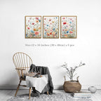 KISSFOX Colorful Wildflower Canvas Wall Art Set Of 3 Flowers Pictures Prints - Image 2