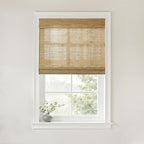TWOPAGES Custom Cordless Natural Woven Roman Shades, No Drill or Motorized by TWOPAGES