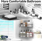 YASONIC Shower Caddy Corner, No Drilling Shower Organizer Corner - Image 7