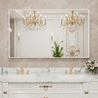 LOAAO 55x36 Inch White Metal Framed Bathroom Mirror - Image 8