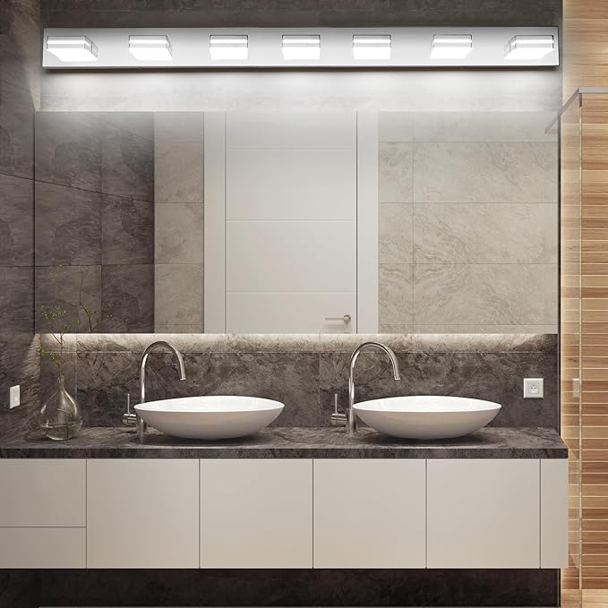 SineRise LED Modern Bathroom Vanity Light Fixtures, Chrome Modern Acrylic - Image 7