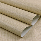 TANONE Khaki Contact Paper Peel and Stick, Grasscloth Beige Wallpaper Self - Image 2