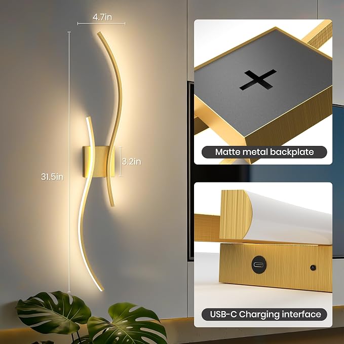 Battery Operated Wall Sconces Set of Two, 10000mAh Rechargeable Modern Wall - Image 8