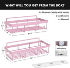 Moforoco Shower Caddy Shelf Organizer Rack, Self Adhesive Black Bathroom - Image 6