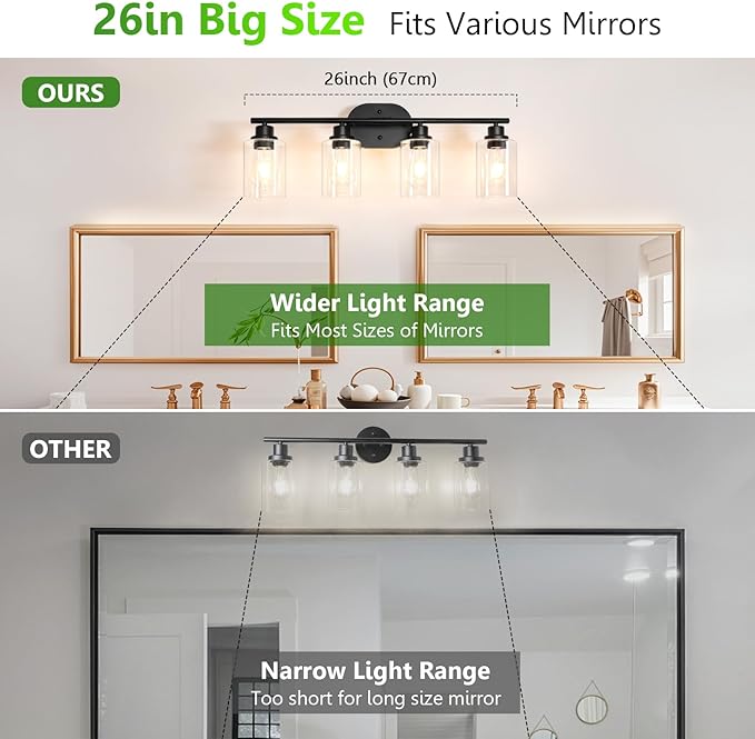 Ascher 4-Light Bathroom Light Fixtures, Modern Vanity Lights - Image 3