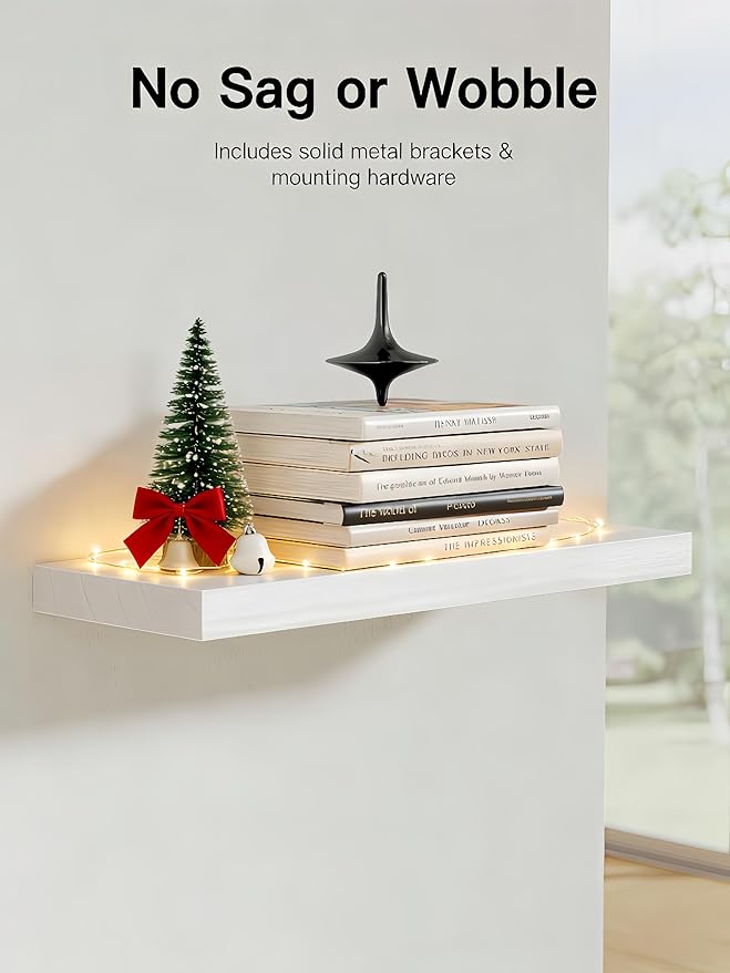 AMADA HOMEFURNISHING Floating Shelves, Paulownia Wood Wall Shelves - Image 4
