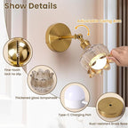 Vintage Battery Operated Wall Sconces - 5000mAh Rechargeable Dimmable Lights - - Image 5