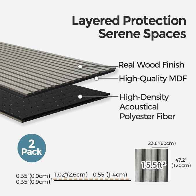 AKUMAX 4 Pack Acoustic Panels, Wood Slat - Image 3
