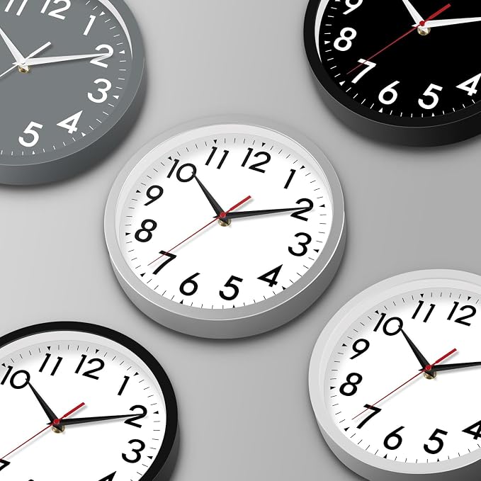 DAXSMY Wall Clock Black Battery Operated 10 Inch Simpel Silent Non Ticking - Image 2
