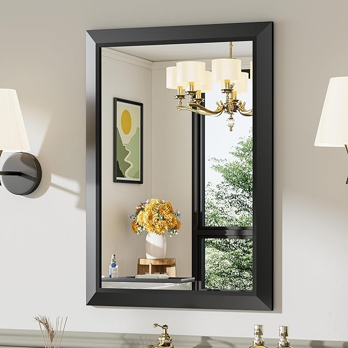 Briivue 22x30 Inch Black Bathroom Mirror by Briivuemodernmirrors