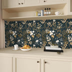 Laatse Navy Floral Wallpaper Peel and Stick Boho Wallpaper Vintage Blue/Gold - Image 5