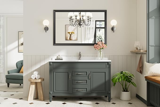 Briivue 48x32 Inch Black Bathroom Mirror - Image 8