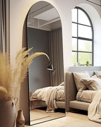Arched Mirror - Full Length, Standing or Wall Mounted, Aluminum Frame - Black by AyeWish