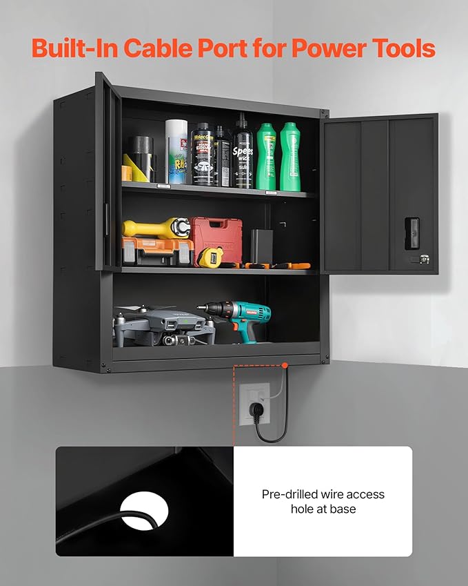 VEVOR Metal Wall Cabinet, 30W x 12.01D x 30H Inch, Steel Floating Hanging - Image 6