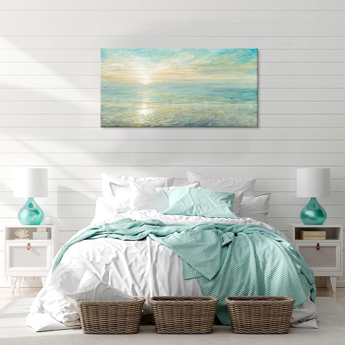 Goldfoilart Beach Sunrise Pictures Ocean Wall Art Coastal Canvas Prints Sea - Image 4