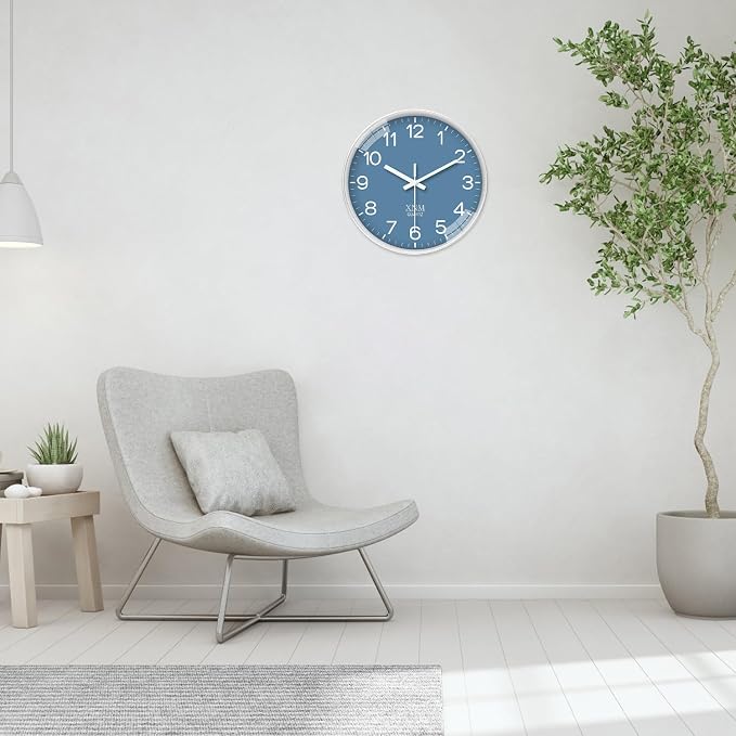 XNM 14 Inch Blue Minimalist Wall Clocks Battery Operated Analog Clock Decorative - Image 5