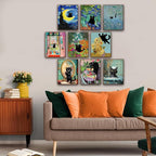 9Pcs Funny Black Cat Wall Art Cats in van gogh Famous Paintings Posters Prints - Image 4