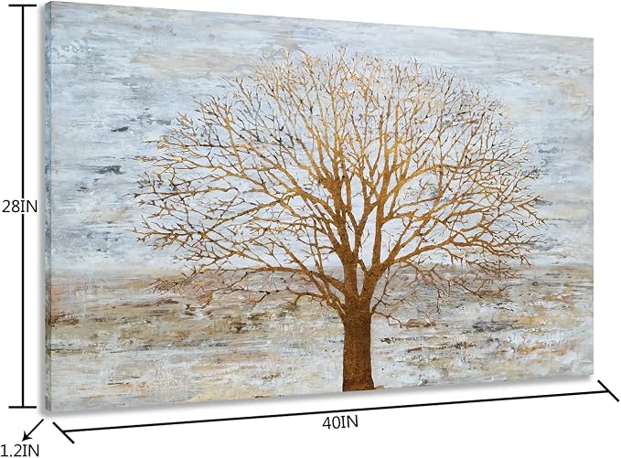 Yihui Arts Hand Painted Abstract Tree Painting - Image 2