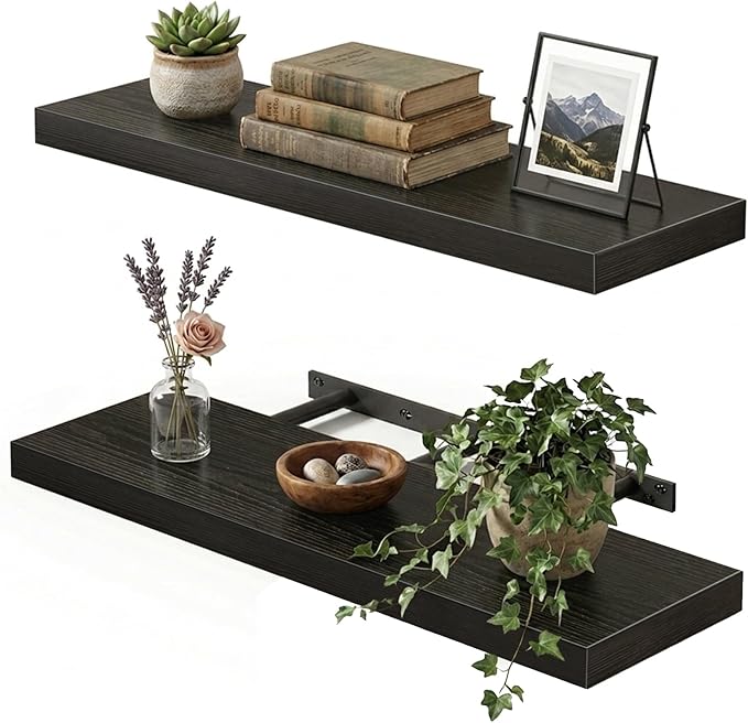 Fixwal Black Floating Shelves for Wall, Bathroom and Kitchen, Wall Shelves for by Fixwal