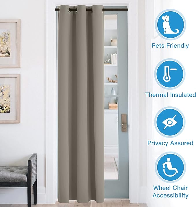 RYB HOME Temporary Doorway Curtains Blackout Privacy Room Divider Curtains - Image 3