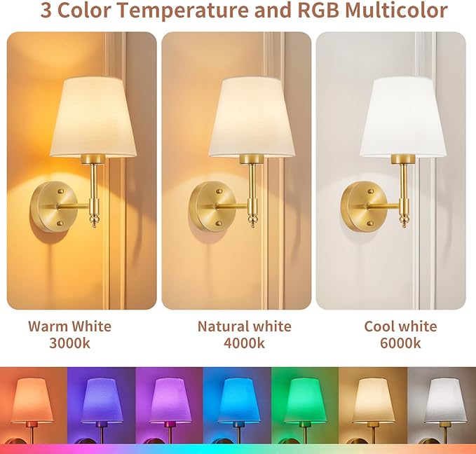 Battery Operated Wall Sconce Set of 2, Rechargeable Wireless Wall Lights - Image 5
