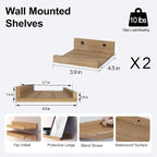 Small Floating Shelves for Wall Decor, Wall Mounted Wood Shelf for Bedroom - Image 3