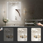 LED Bathroom Mirror with Lights, 24x32 Inch Brushed Silver Framed Lighted - Image 3