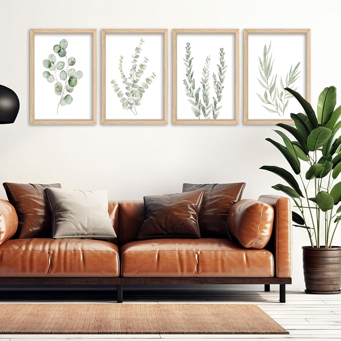 YWJKWLGS Botanical Watercolor Prints Sign Sage Green Eucalyptus Wall Decor - Image 5