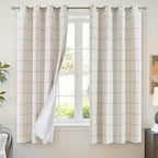 Lajode Brown Plaid Linen Blackout Curtains by Lajode