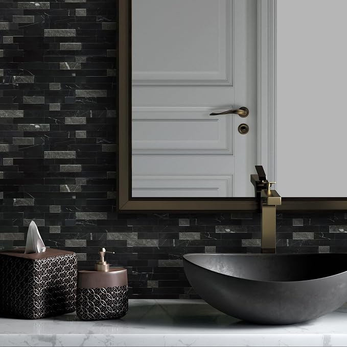 SUNWINGS 5-Sheet Peel and Stick Mosaic Natural 3D Stone Self Adhesive Marble - Image 8