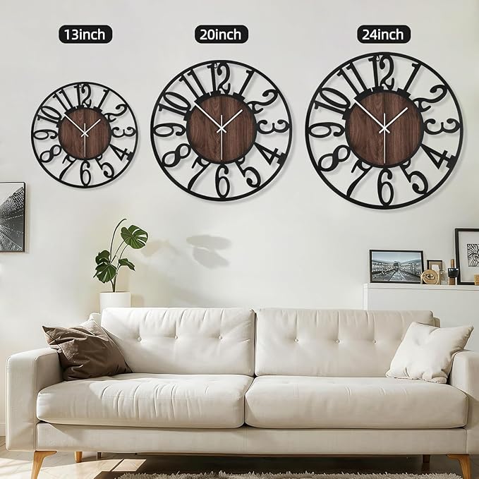 Maxstar Large Round Wall Clock for Living Room Decor Battery Operated Non - Image 3