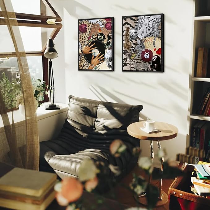 Fashion Cheetah Wall Art Set of 3 Leopard Wall Decor Pictures Lucky 8 Ball - Image 5