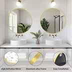 Sunniry Gold Round Mirror, Circle Mirror 26 inch, Round Mirrors - Image 2