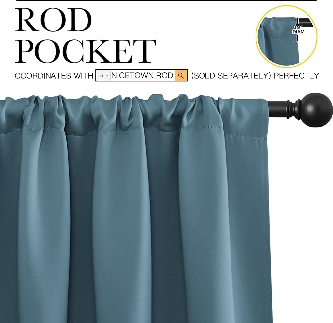 NICETOWN 2 Panels Blackout Curtains, Rod Pocket Thermal Insulated Drapes - Image 2