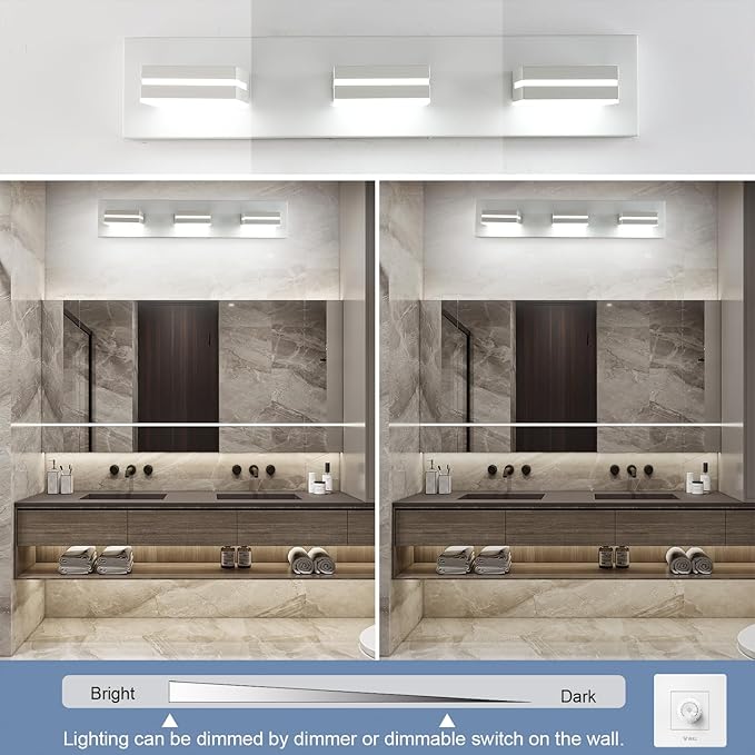 SineRise LED Modern Bathroom Vanity Light Fixtures, Matte White Modern Acrylic - Image 3
