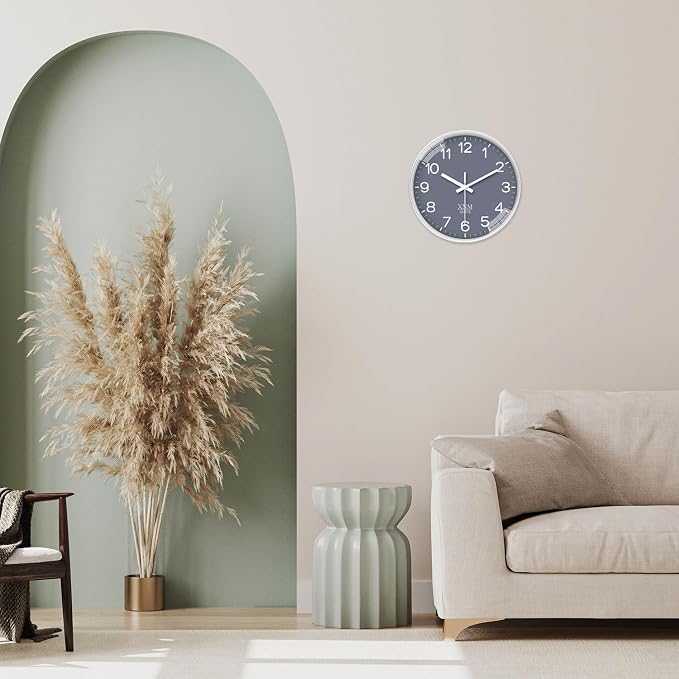 XNM Small Grey Minimalist Wall Clocks Battery Operated 8 Inch Classic Analog - Image 2