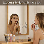Syndra Natural Wood Frame Bathroom Mirror, 24x36'' Modern Vanity Mirror - Image 4