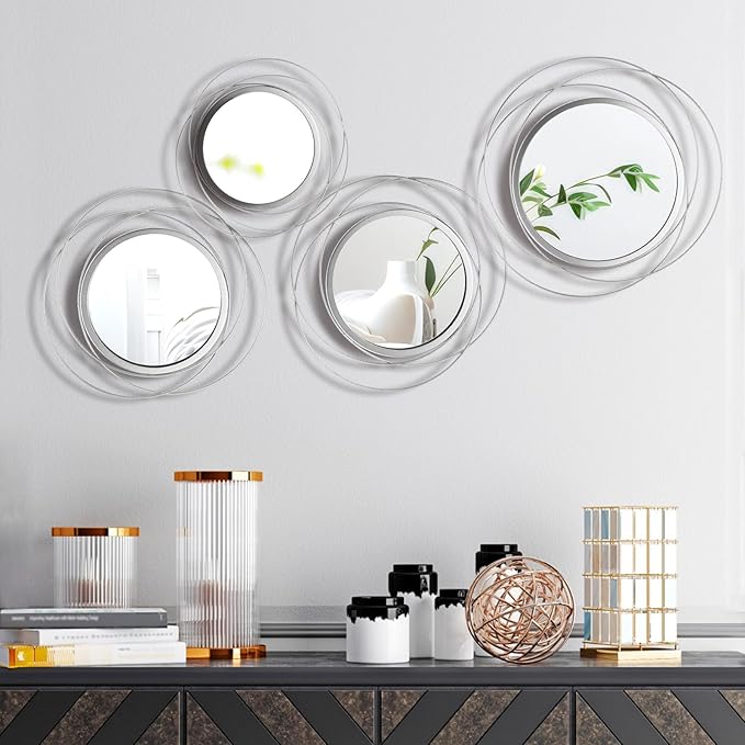 Hicarer 4 Pcs Decorative Wall Mirror Round Modern Mirror Circle Mirror Wall Art by Hicarer