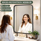 Bathroom Mirror 36x24 Inch Black Metal Frame Rectangle Vanity Mirror - Image 4