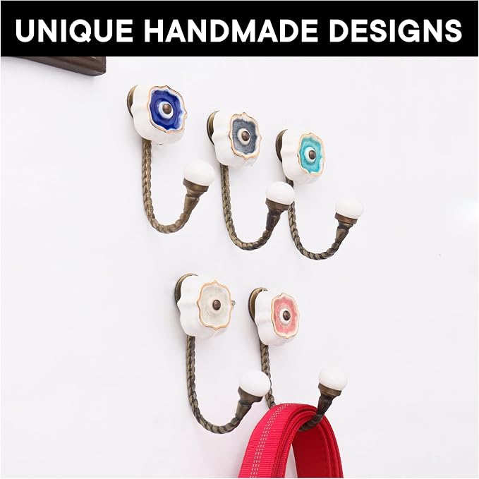 Indian Shelf Pack of 6 Ceramic Wall Hooks - Image 6