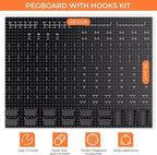 INCLY 226PCS Metal Pegboard Wall Organizer, 48x36 Inch Black Peg Board Panels - Image 7