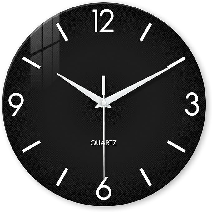XFM Black Wall Clock 16 Inch Simple Wall Clocks Battery Operated Modern by XFMWallClock