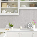 Grey Grasscloth Peel and Stick Wallpaper Faux Linen Contact Paper 15.7inch x - Image 2